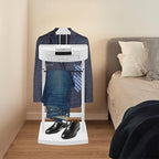 Suit Valet Stand for Man, 16.93x13.19x42.13in Wood Clothes Stand with Top Tray, Men Contour Hanger Valet Stand with Drawer, velvet lining, 66.14 lbs Load-bearing Capacity, Anti-slip Trouser Rack