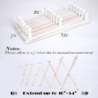 Accordion Wall Hanger with 20 Hooks, Wooden Wall Expandable Coat Rack for Coat, Hats, Baseball Caps, Coffee Mug, Jewelry(Ruist White)