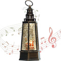 13.5'' Christmas Santa Snow Globe, Retro Lighthouse Style Musical Lighted Water Lantern, Decoration with Swirling Glitter, USB Powered and Battery Operated, Xmas Home Décor Gift