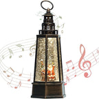 13.5'' Christmas Santa Snow Globe, Retro Lighthouse Style Musical Lighted Water Lantern, Decoration with Swirling Glitter, USB Powered and Battery Operated, Xmas Home Décor Gift