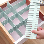 JEPELUS 8PCS Drawer Divider - 14.5in*2.7in/37cm*7cm, DIY Grid Drawer Dividers for Kitchen Bathroom Office Nursery, Plastic Drawers Separators for Socks Underwear Dresser Baby Clothes Medicines - Blue
