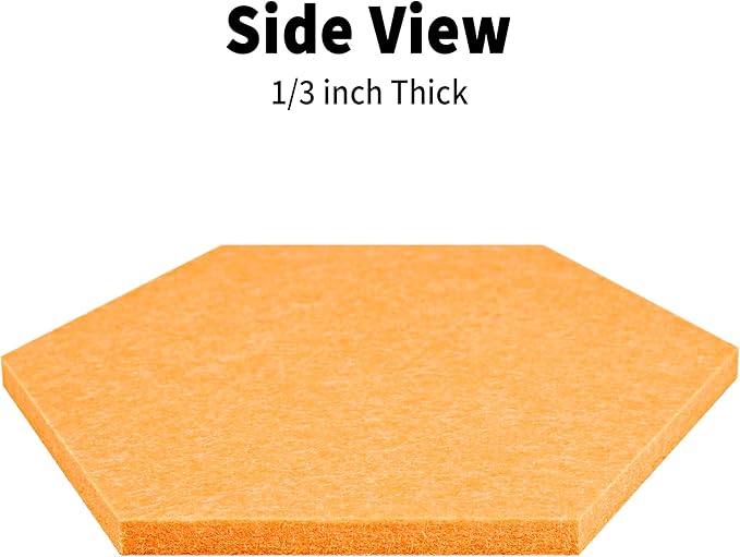 12'' Hexagon Cork Board Tiles Alternative, 10 Pack Frameless Felt Bulletin Board Tiles, Removable Corkboard for Wall, Decorative Pin Board for Office Wall Decor, Vision Board with 30 Pushpins