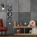 CREATCABIN 7Pcs Mushroom Tarot Moon Phase Hanging Moon Cycle Wall Decoration Wooden Half Round Pendant Ramadan Halloween Fall Home Ornament for Bedroom Farmhouse Gallery Apartment Bar 37.1x6.3in