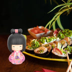 Japanese Kokeshi Doll Girl in Kimono Collectible Figurines Traditional Crafts Oriental Geisha Statue for Office Bar Home Party Table Decoration Pink