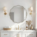 ANDY STAR Brushed Gold Round Wall Mirror 24 Inch, Brass Round Bathroom Mirrors for Over Sink, Anti-Rust Brass Circle Frame for Bathroom, Entryway