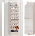STORAGE MANIAC Over the Door Shoe Organizer with Curtain Dustproof Heavy-Duty Large Deep Pocket Hanging Shoe Organizer for Closet Dorm & Narrow Door Storage Shoe Holder Shoe Rack, 9-Shelf Beige 1 Pack