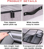 AARAINBOW 2 Packs Foldable Under Bed Clothes Organizer with Lids, Underbed Storage Container with Adjustable Dividers, UnderBed Storage Bins with Handles and Clear Window (Gray+Light Gray)