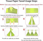 Black Yellow and White Paper Tissue Tassel Garland Banner for Party Decorations,15 Pcs