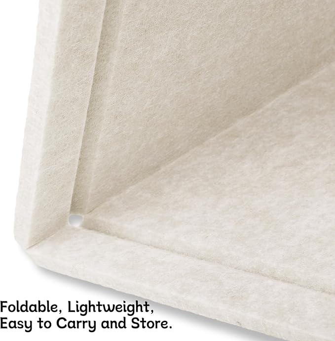Thboxes Bulletin Board, 36" x 24" Foldable Cork Board Felt Pin Boards with 35 Pushpins Self-Adhesive Photo Decorative Felt Boards for Walls, Office, School, Classroom, Home, Bedroom - Oatmeal