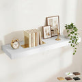 FLYJOE 48 Inch Long Floating Shelves for Wall Set of 1, 12" D Wood Grain Bathroom Shelves with Invisible Brackets, Easy Install Engineered Wood Storage Shelves for Kitchen, Living Room, Bedroom