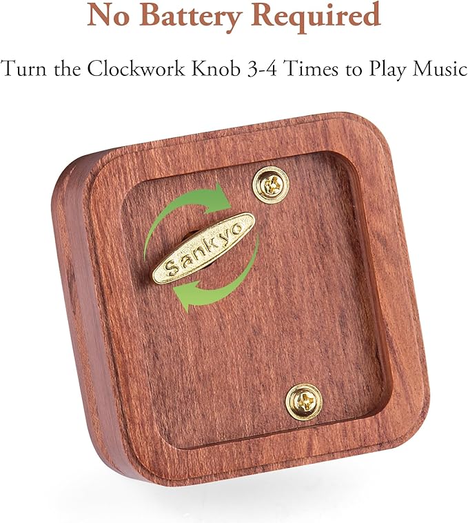 You are My Sunshine Wind Up Wooden Music Box, Vintage Musical Gifts for Birthday Christmas Valentine's Day Anniversary (Rosewood)