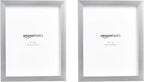 Amazon Basics Rectangular Photo Picture Frame, 8" x 10", Pack of 2, Nickel