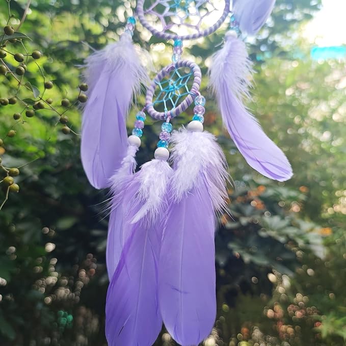 Purple Dream Catcher Feather Dream Catchers Wall Decor Handmade Dreamcatcher Wall Hanging Ornament for Bedroom Living Room Home Decor