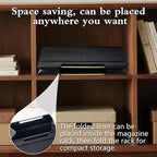 Leather Magazine Holder Foldable with Handles，Stable Magazine Rack Floor，Magazine Basket File Holder Storage，Document File Folder Organizer Free Standing for Office Living Room (black)