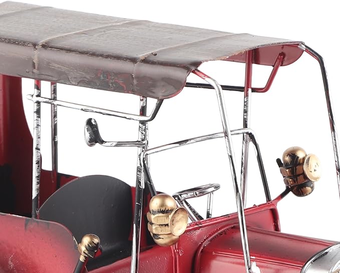 Tnfeeon Classic Car Model Vintage Tin Ornament, Collectible Vehicles 7.5 Inch Red Miniature Old Car Desktop Decor for Office Home Bar Cafe Decoration Classic Model Vintage Tin Ornament,