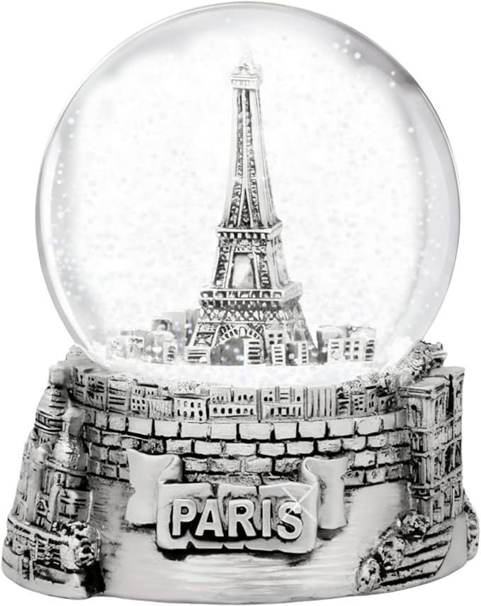 Mini Silver Paris Eiffel Tower Snow Globe, (2.5 Inches Tall) Paris Snow Globes Collection