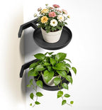 BXF Floating Plant Shelves for Wall Set of 2, Heavy Duty Matte White Corner Wall Planters for Indoor Plants, Minimalist Round Corner Shelf with Safety Guardrail, Rust-Proof Hanging Plant Holder