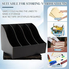 3 Pack Cardboard Magazine File Holders 12 Grids Vertical Book Bins 10.6'' x 10.2'' x 14'' Magazine Document Storage Box for Desk Shelves Home Office Classroom Library Use (Black)