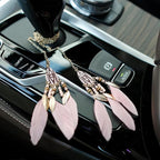 Mini Dream Catcher Car Interior Rearview Mirror Hanging Decor Nature Feather Small Boho Car Charms Pendant Accessories (New Pink)