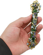 Mezuzah with Scroll for Door, Enamel&Zinc Alloy Blessing Mezuzah Case for Door, Colored Painted Mezuzha Scroll Kosher for Jewish Gifts/Jewish Decor, Christmas (Dark Green, 1.37x5.98 in)