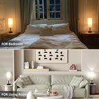 Fenmzee Bedside Table Lamps Set of 2-3 Color Temperatures Pull Chain Lamp with AC Outlet Charging Port, Round Night Stand Lamps for Bedroom Guest Room Office, Small Bed Side Light with E26 LED Bulbs