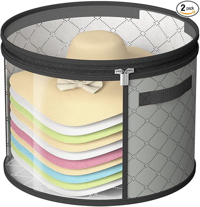 Hat Boxes For Women Storage - This Oversized Clear Hat Storage Bag can hold 9 hats,suitable for cowboy hats,suitable for travel and daily hat organizer for closet. (Gray)
