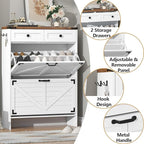 Shoe Cabinet with 2 Flip Drawers and Deodorizing Function, Hidden Shoe Storage Cabinet with 2 Pull-out Drawers, Farmhouse Shoe Organizer for Entryway, Narrow Shoe Rack for Front Door Entrance, White