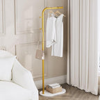 Freestanding Clothing Rack with Marble Base,Modern Garment Rack for Small Spaces,Sturdy Metal Coat Rack with Hooks,Clothes Rack for Hanging Clothes in Bedroom,Closet,Entryway (gold)