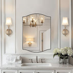 ANDY STAR Brushed Nickel Bathroom Mirror, 22"x30" Scalloped Wall Mirror in Stainless Steel Metal Frame, Unique Vanity Mirror with Modern Curved Edge Design, Ideal for Bathroom, Bedroom, Entryway