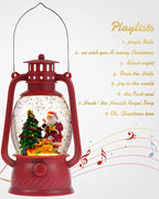 Christmas Decorations Snow Globe Santa, Musical Glitter Christmas Snow Globes 6H Time Light Up Santa Claus Lantern Christmas Decor Indoor