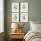 Framed Sage Green Botanical Wall for Kitchen, 4 Piece Minimalist Modern Farmhouse Plant Artwork for Walls, Boho Green Leaf Picture Prints for Kitchen Bathroom Bedroom Living Room Decor, 8x10 Inch