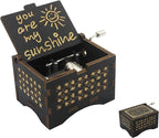 Dream Loom Wooden Music Box, Hand Cranked Laser Engraved Small Musical Boxes for Kids, Play You are My Sunshine Melody