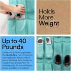 GORILLA GRIP Over the Door Shoe Organizer, 24 Large Breathable Mesh Pockets, Space Saving Hanging Storage Holder, Closet Rack Hanger Holds Up to 40 lbs, Hangs on Closets, Shoes, Accessories, Turquoise