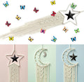 Macrame Moon Star Dream Catcher Decor for Girl, Boho Crescent Dreamcatcher Bohemian Wall Hanging Dream Catcher with Star Pendant for Home Bedroom Craft Decoration(3pcs)