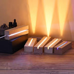 6 inch Rectangle Display Pedestal, Warm Color Rectangle Led Lights Display Base, Crystal Wooden Lighted Base Stand for Acrylic, Crystal, Night Light, Glass Resin Art