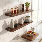 36 Inch Floating Shelves, Solid Wood Wall Shelves, 8 Inch Deep Floating Shelf – for Bathroom, Bedroom, Living Room, Kitchen, Home Decor & Storage, Heavy-Duty Wooden Shelf Wall-Mounted, Set of 2