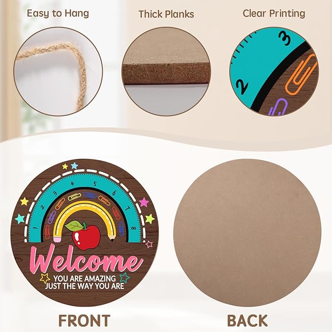 Classroom Teacher Door Sign Classroom Signs 12x12in Welcome Classroom Door Sign Teacher Wreath for Classroom Rainbow Hanging Plaque You are Amazing Welcome Poster for School Classroom Bulletin Board