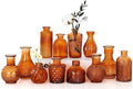 Mini Bud Vases Centerpieces for Tables, for Flowers,Small Flower Vases Suitable for Birthday Party,Anniversary,Wedding Reception,Baby Shower (Amber, 12PCS)