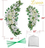 Lisuun Wedding Arch Flowers, Artificial Flowers for Decoration, 2pcs Flower Swag and 1 pcs Semi-Sheer Chiffon Table Runner Swag for Beautiful Dream Wedding Ceremony Floral Decor - Pack of 3