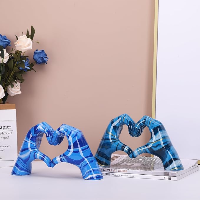 DOVDOV Hand Heart Decoration, Heart Hand Statue, Love Finger Sculpture Wedding Decoration, Suitable for Bookshelf Coffee Table Office Bedroom TV Cabinet Bookshelf Small Ornaments Home Decoration.