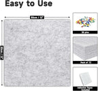 Large Cork Board for Walls, Yunihome 12 Pack 36" x 48" Felt Bulletin Board Wall Tiles for Home Kitchen School Office Wall Decor with Assorted Colors DIY Decorative Push Pins Sets