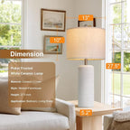 PoKat 27.5'' Tall Table Lamps for Living Room Set of 2, Stone-Like Ceramic Bedroom Lamps for Night Stands, Farmhouse Bedside Lamps for Bedroom Living Room, Nightstand Lamps for End Table, Hallway