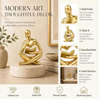 Gold Accent Bookshelf Decor Thinker Statue, Abstract Reading Figurine Style A, Resin Decorative Bookend for Coffee Table, Shelf, Office, Library
