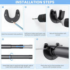 Closet Rods for Hanging Clothes, 17 to 84 Inch Stepless Adjustable Closet Rod, 1.3 Inch Diameter Metal Heavy Duty Closet Hanging Rod for Closet Wardrobes Laundry RV, Black