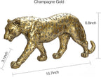 Cheetah Statue Home Decor Leopard Sculpture Resin Sitting Cheetah Figurine Desktop Table Top Ornament Decoration for Home Office-Gold Or Silver (Walking-Champagne Gold)
