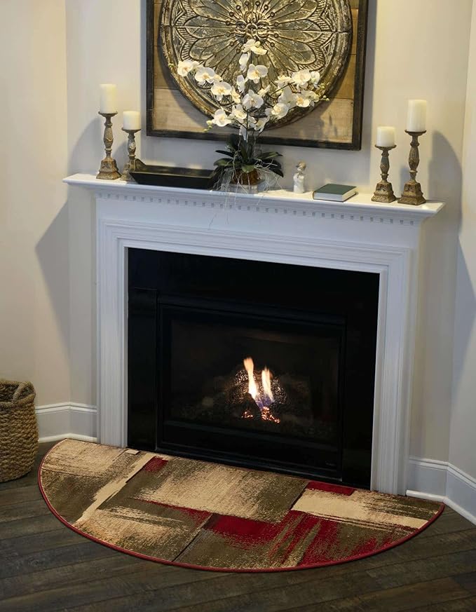 Unique Loom Barista Collection Area Rug - Timor (3' x 6' Hearth, Multi/Red)