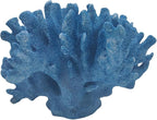 Etlemonde Blue Beach Coastal Fan Coral Decor Resin Statue - Faux Sea Coral Reef for Bathroom Shelf, Coffee Table, Nautical Beach House Home Decor Accent