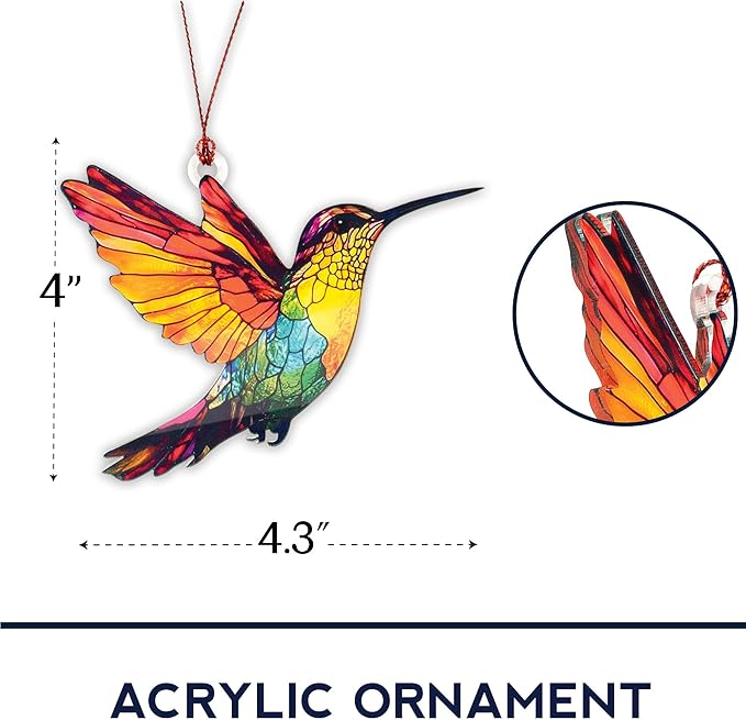 Hummingbird Gifts for Women, Colorful Hummingbird Ornament, Bird Ornaments for Christmas Tree, Hanging Decor for Door, Yard, Outdoor or Windows, Home Decor, Birthday Gift for Mom