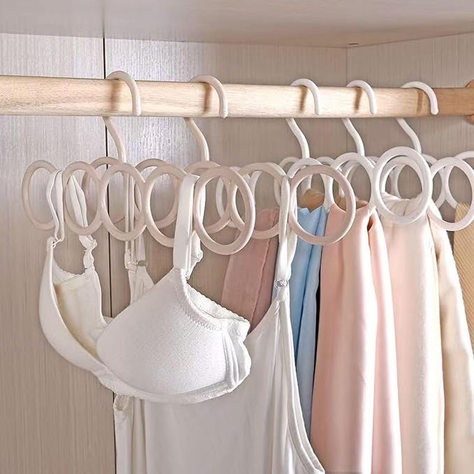 ﻿﻿﻿﻿﻿﻿﻿﻿﻿﻿﻿7-Piece Multifunctional Scarf Organizer for Belt, Waistband, and Tie Holder, 5-Ring Hole Slots Design to Save Space | Essential for Home Wardrobes | Storage Tool for Housewives (Black)