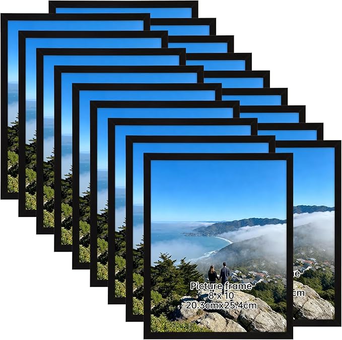 Giftgarden 8x10 Picture Frame Set of 18, Lightweight 8 by 10 Frames Bulk for Gallery Wall Photo Hanging and Tabletop Display, Black